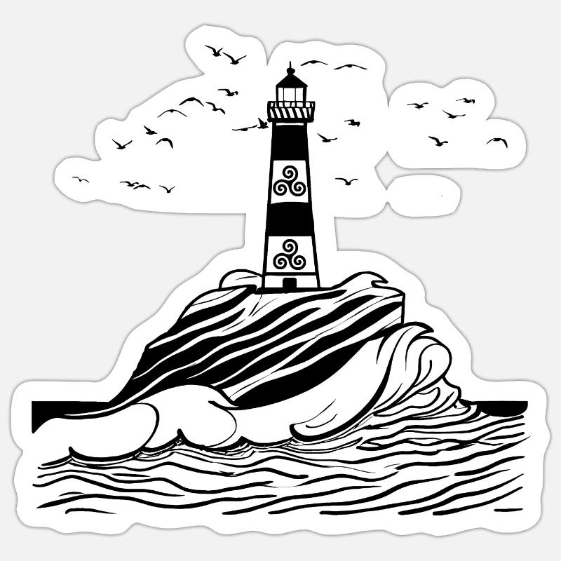 Breton Lighthouse #1 - Sticker size S (10 x 10 cm) - white matte