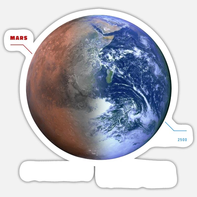 Mars Shirt, Dream Bigger and Occupy Mars Sticker size S (10 x 10 cm)