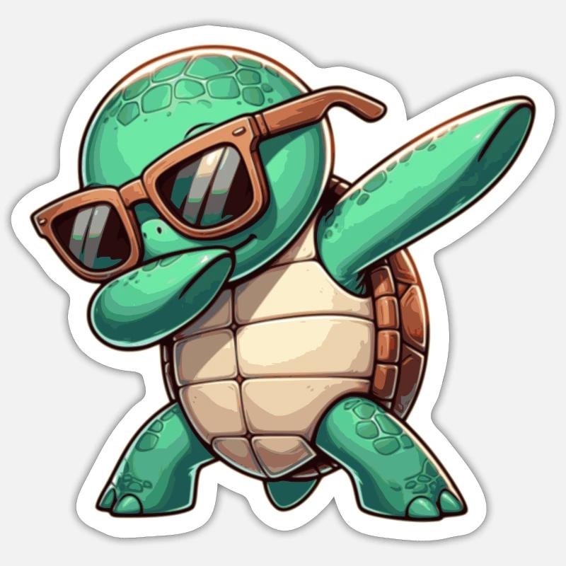 Turtle dab dancing dabbing - Sticker size S (10 x 10 cm) - white matte