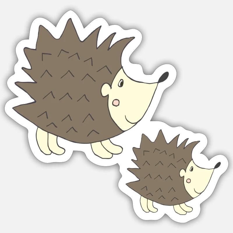 großer igel und kleiner igel - Sticker Größe S (10 x 10 cm) - Mattweiß