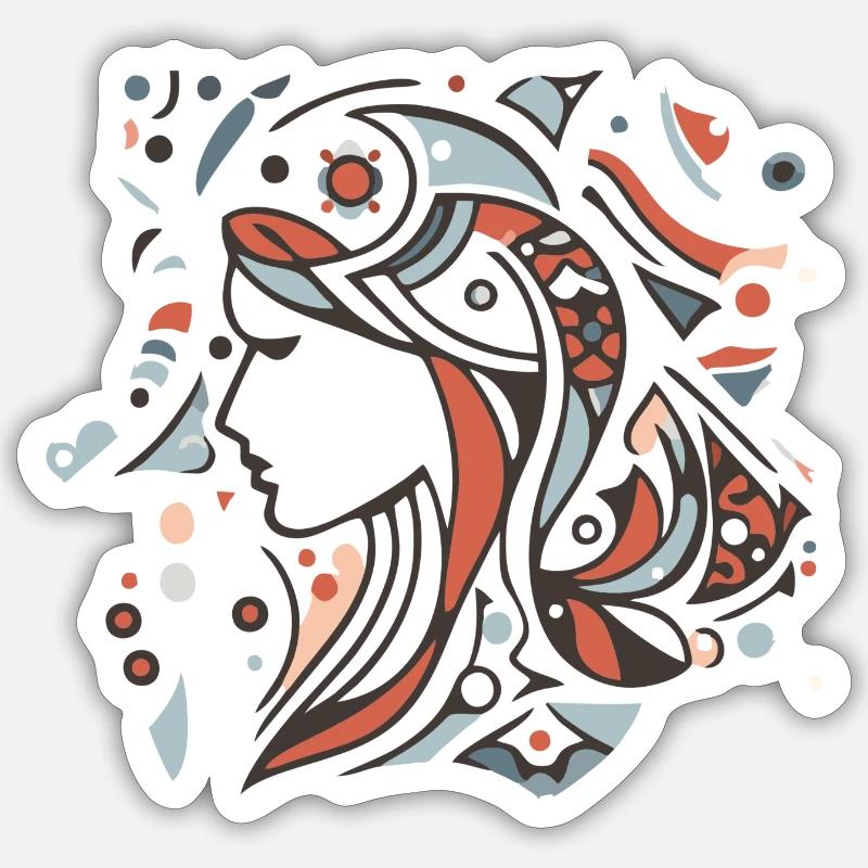 Fille moderne - Sticker taille S (10 x 10 cm) - blanc mat