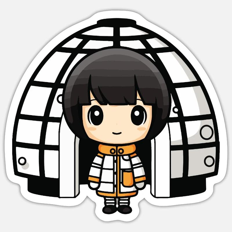Bande dessinée d’hiver Eskimo Igloo - Sticker taille S (10 x 10 cm) - blanc mat