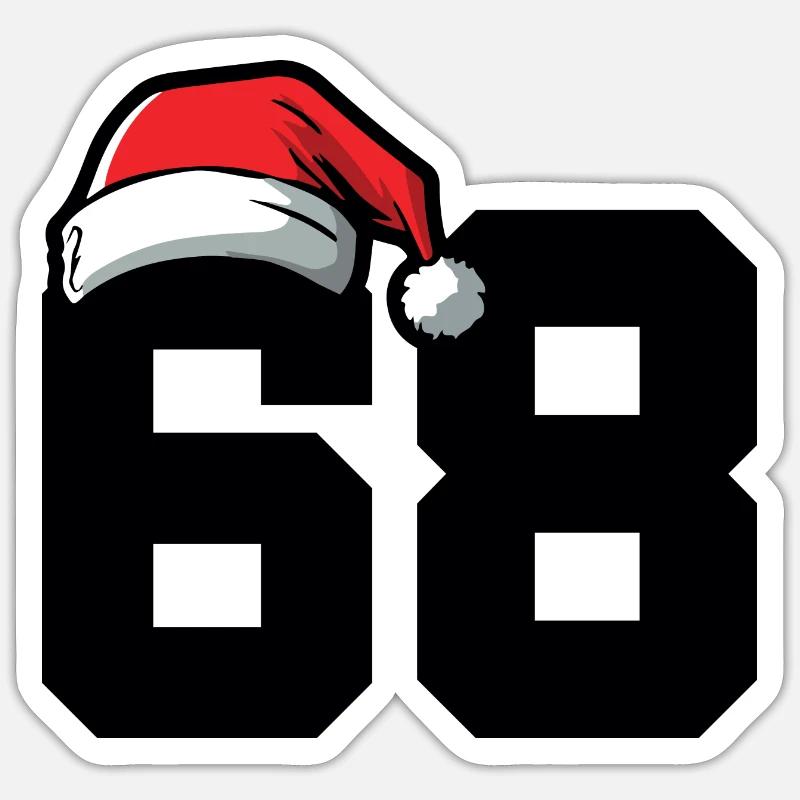 68 Numéro Noël - Sticker taille S (10 x 10 cm) - blanc mat