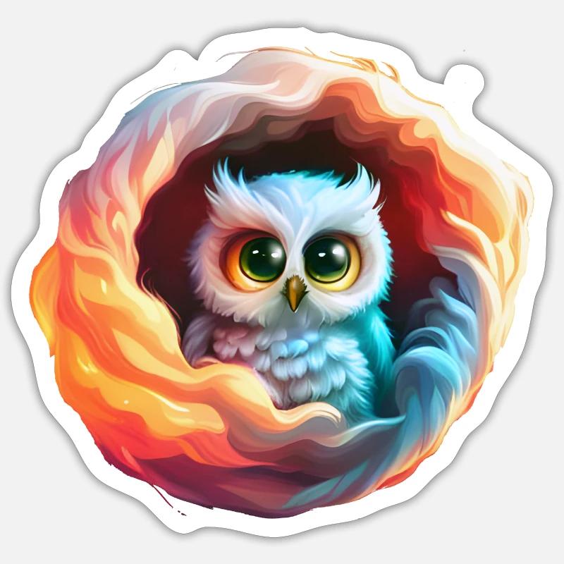 Süße Eule - Sticker Größe S (10 x 10 cm) - Mattweiß