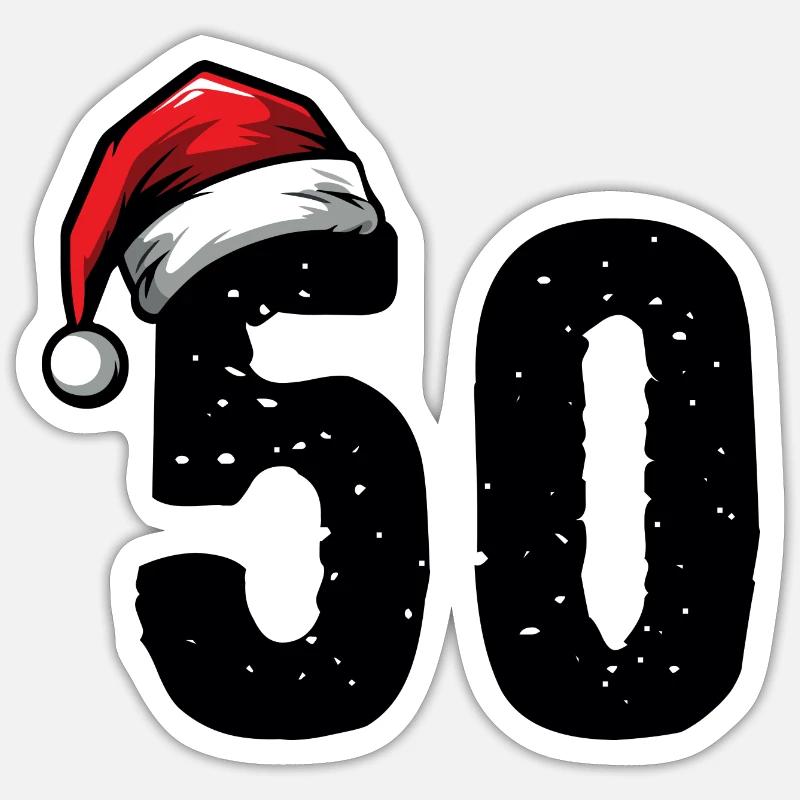 50 Numéro de Noël - Sticker taille S (10 x 10 cm) - blanc mat