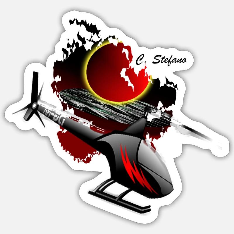 Hubschrauber - Sticker Größe S (10 x 10 cm) - Mattweiß