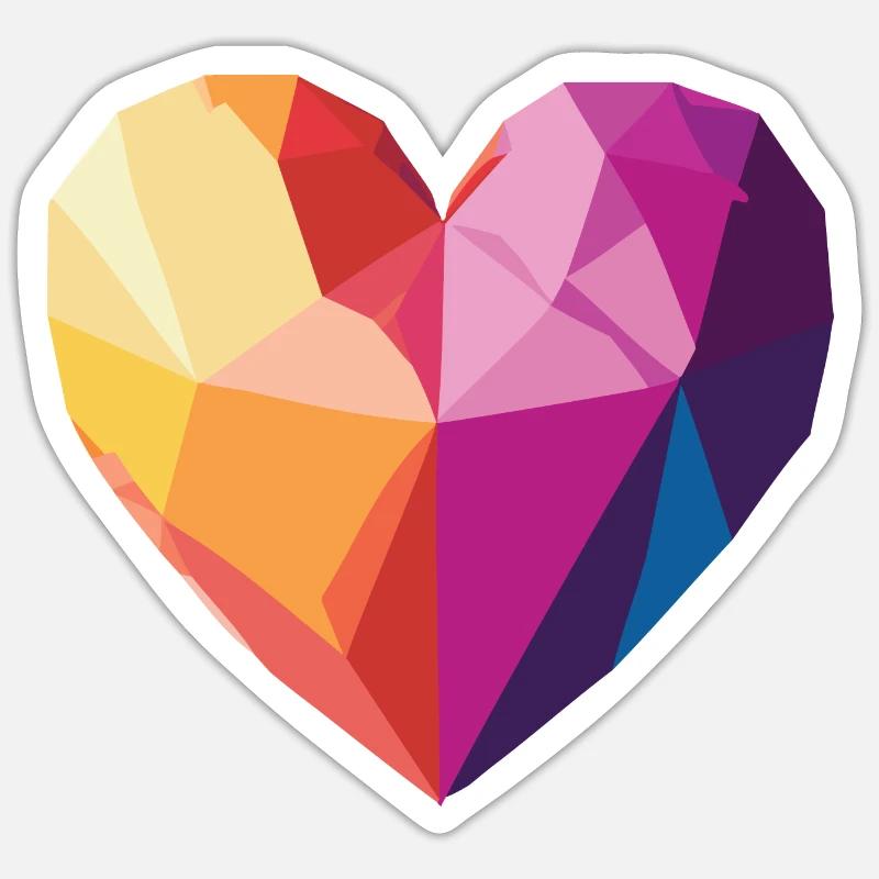 Amour - Cœur Low Poly - Sticker taille S (10 x 10 cm) - blanc mat