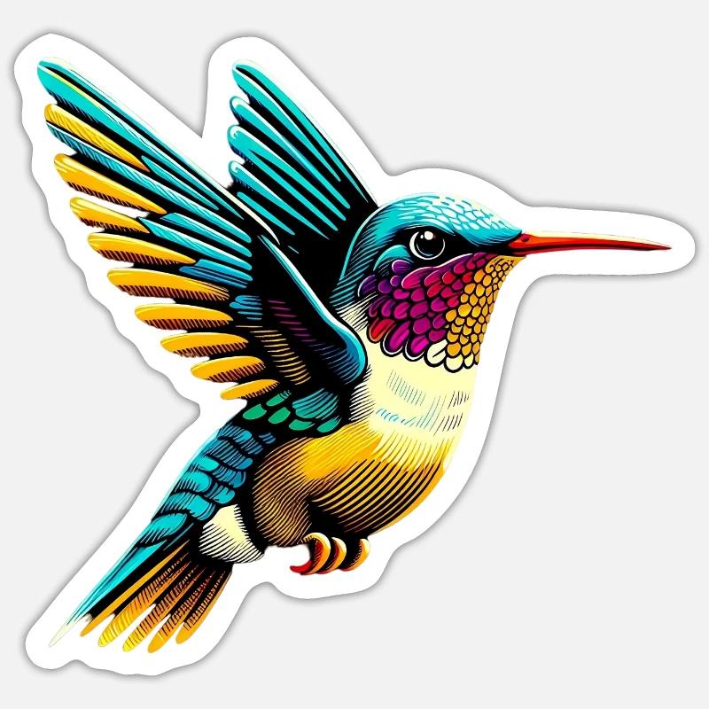 Colibri - Sticker taille S (10 x 10 cm) - blanc mat