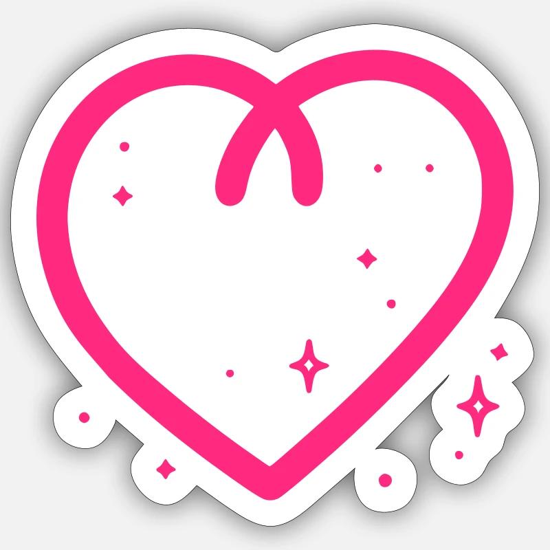 Glitzer Herz - Sticker Größe S (10 x 10 cm) - Mattweiß