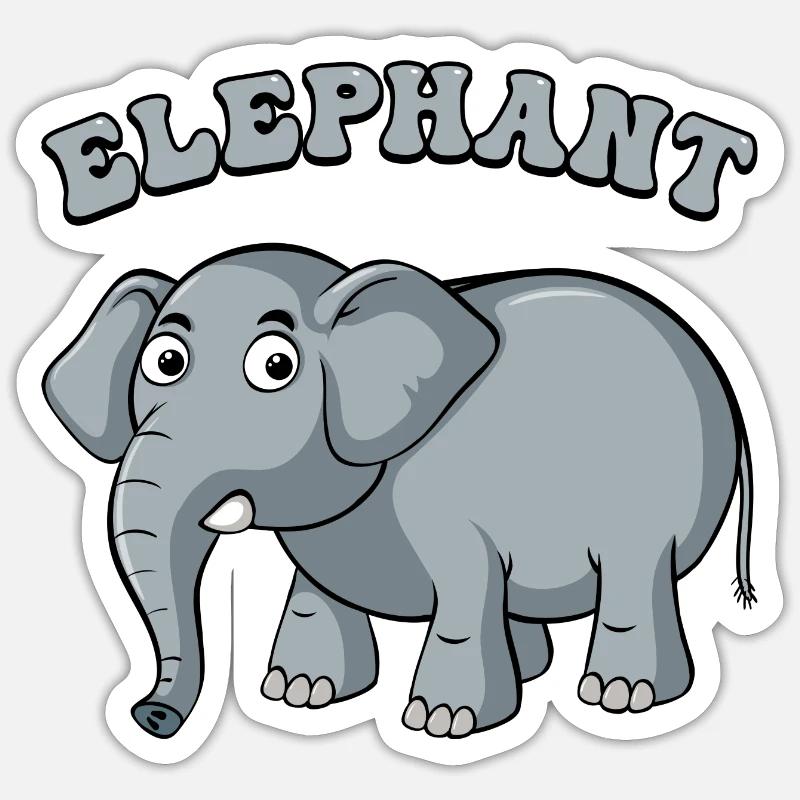 Elephant Arc Cartoon on Black - Sticker size S (10 x 10 cm) - white matte