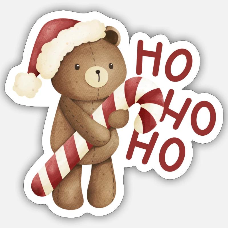 Weihnachtsbär - Sticker Größe S (10 x 10 cm) - Mattweiß