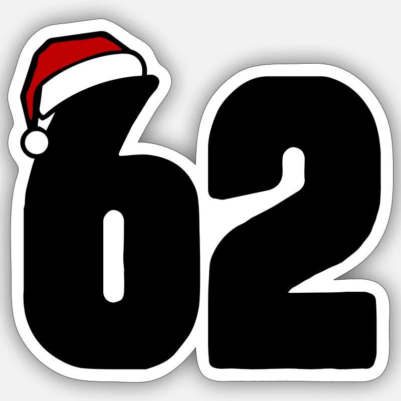62 Numéro Noël - Sticker taille S (10 x 10 cm) - blanc mat
