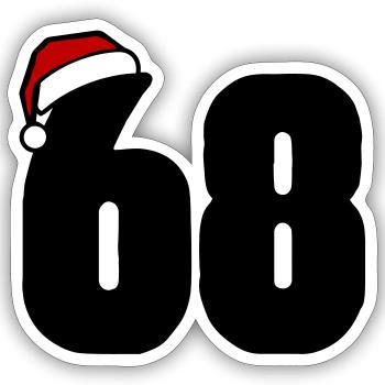 68 Zahl Weihnachten - Sticker Größe S (10 x 10 cm) - Mattweiß - Vorne