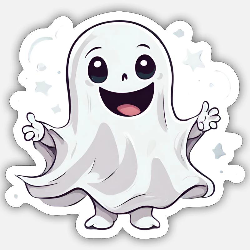 Friendly Ghost Celebration T-Shirt - Sticker size S (10 x 10 cm) - white matte