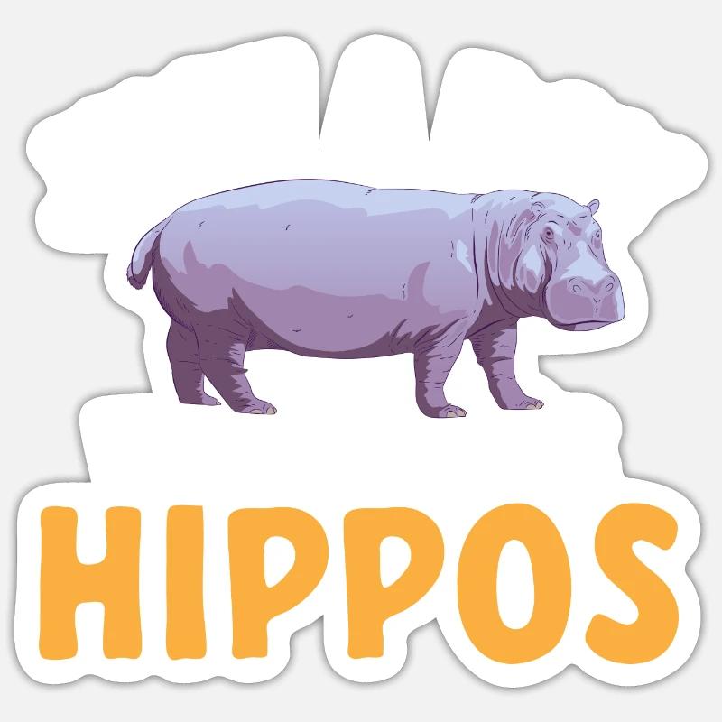 Flusspferd Nilpferd - Sticker Größe S (10 x 10 cm) - Mattweiß