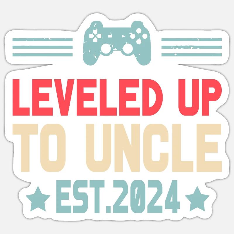 leveled up to uncle Est 2024 First Time Uncle Sticker taille S (10 x 10 cm)