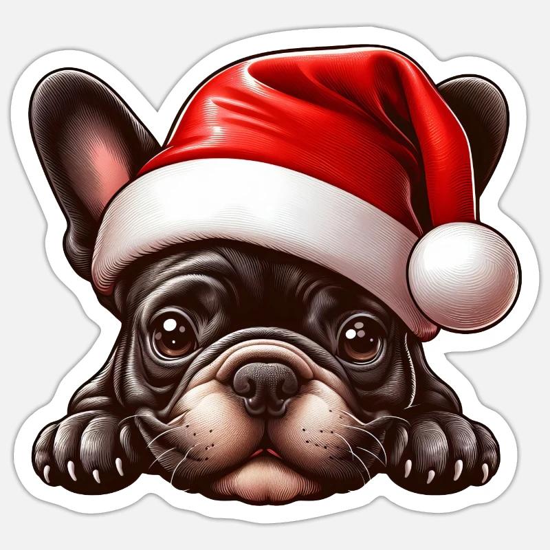Cadeaux de chiot Frenchie - Sticker taille S (10 x 10 cm) - blanc mat