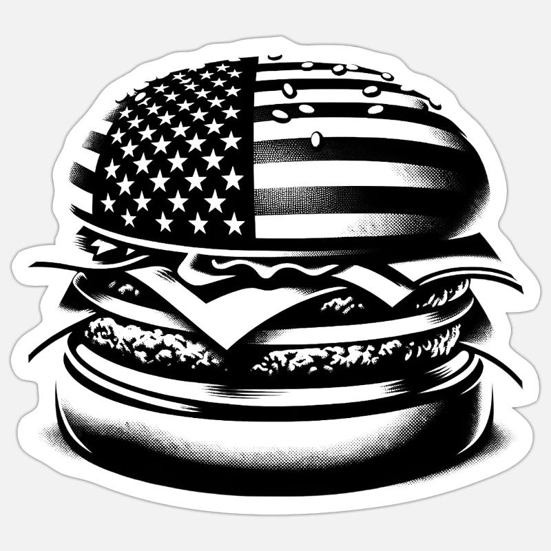 Burger - Sticker taille S (10 x 10 cm) - blanc mat