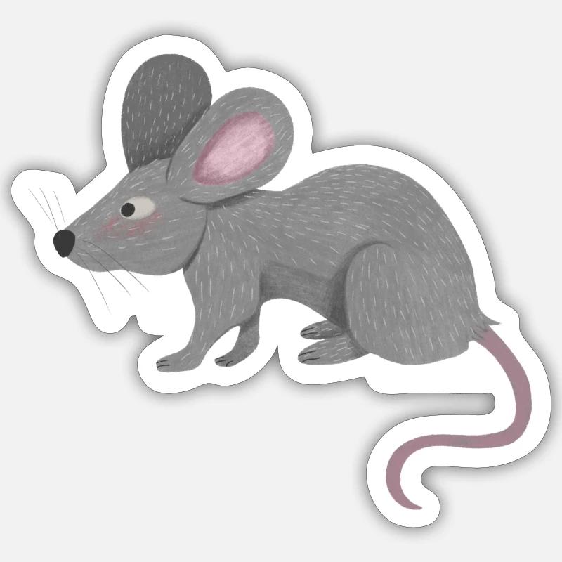 petit rat - Sticker taille S (10 x 10 cm) - blanc mat