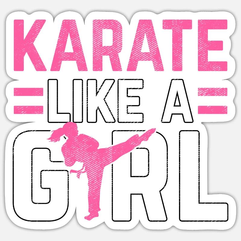 Karate wie ein Mädchen - Sticker Größe S (10 x 10 cm) - Mattweiß