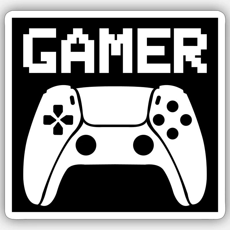 gamer controller - Sticker Größe S (10 x 10 cm) - Mattweiß