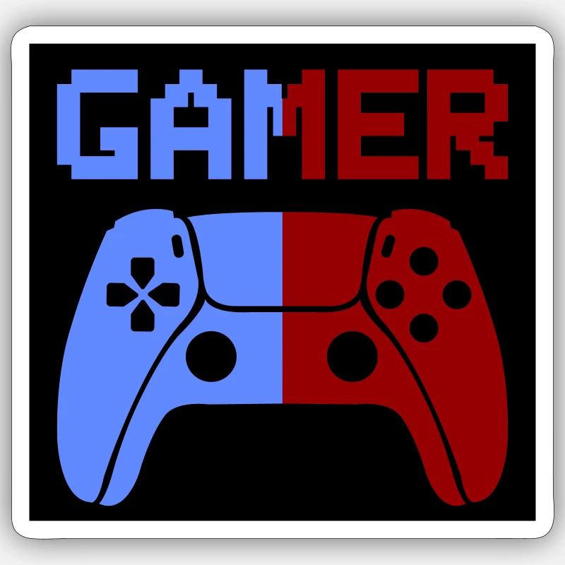 gamer controller - Sticker Größe S (10 x 10 cm) - Mattweiß