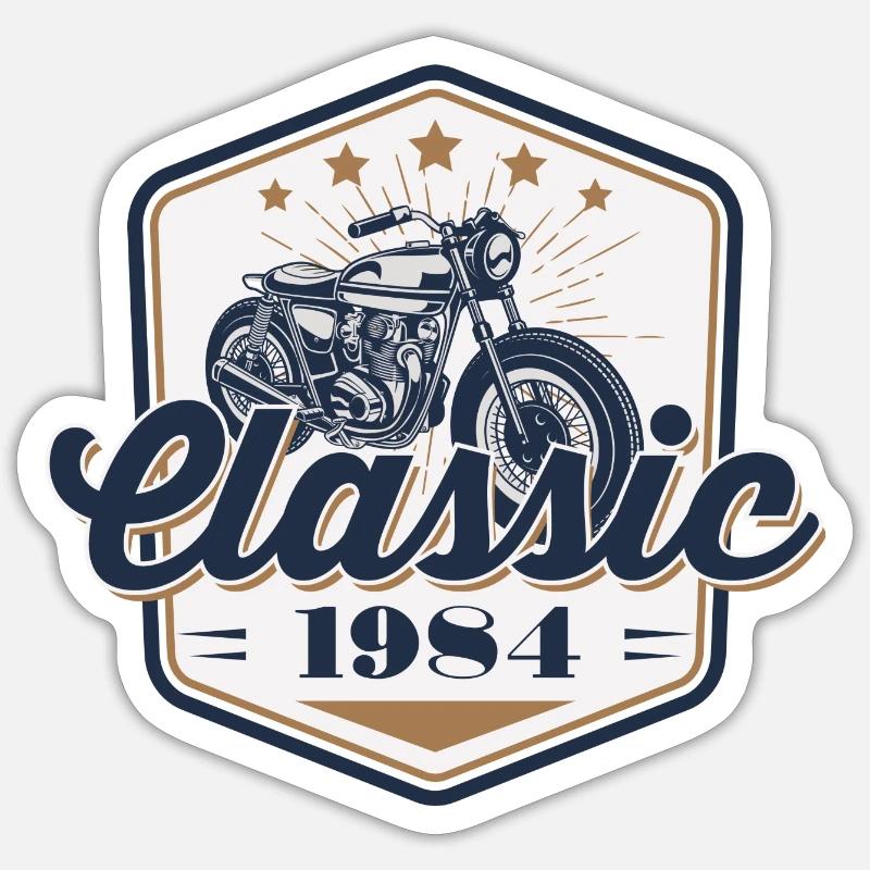 40. Geburtstag 1984 Motorrad Oldtimer Sticker Größe S (10 x 10 cm)