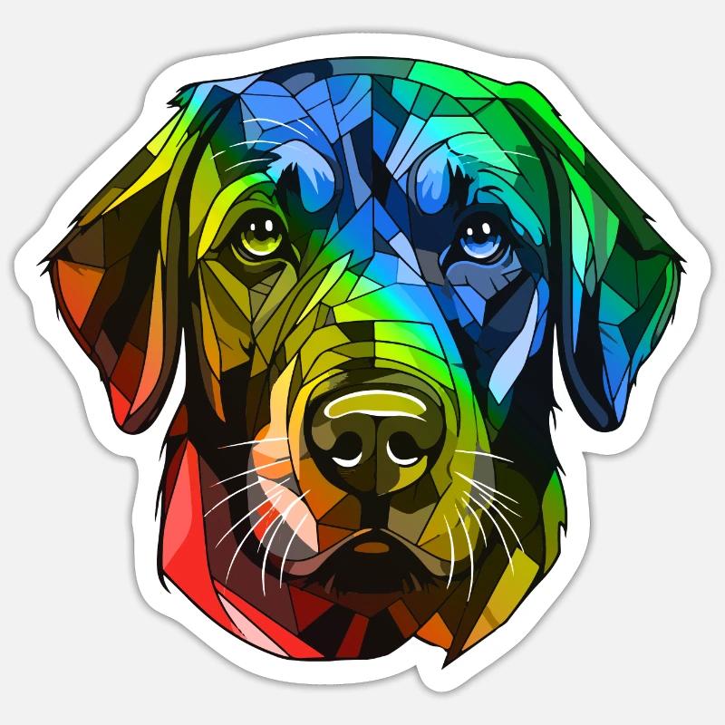 Labrador Hund Kopf Bunt - Sticker Größe S (10 x 10 cm) - Mattweiß