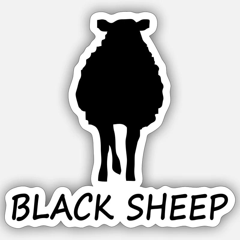 Mouton noir - Sticker taille S (10 x 10 cm) - blanc mat