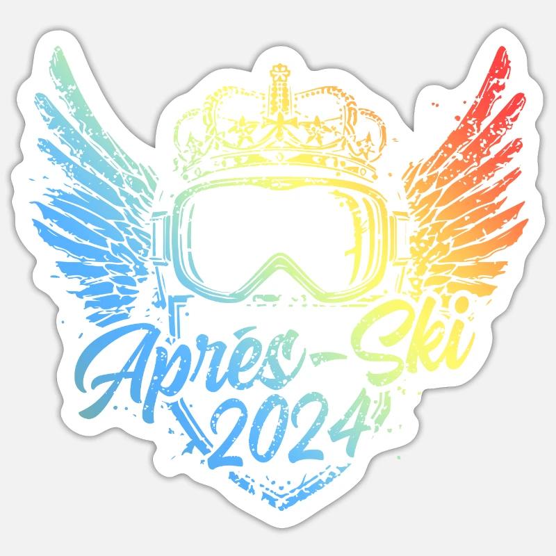 Apres Ski 2024 Bunt - Sticker Größe S (10 x 10 cm) - Mattweiß