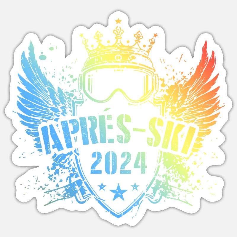 Apres Ski 2024 Spruch Bunt - Sticker Größe S (10 x 10 cm) - Mattweiß