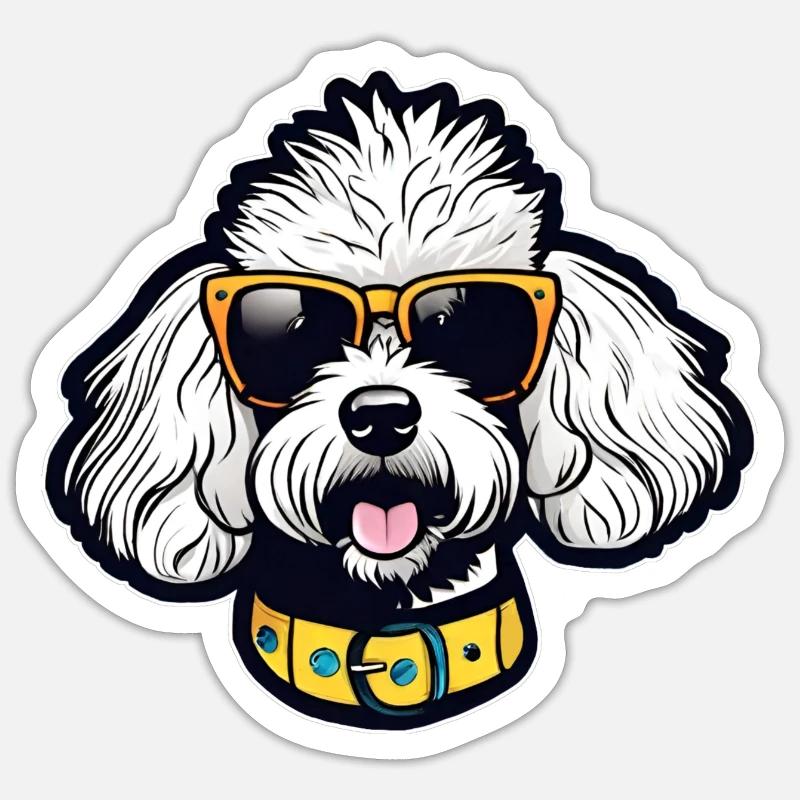 Cooler Pudel mit Sonnenbrille Sticker Größe S (10 x 10 cm)