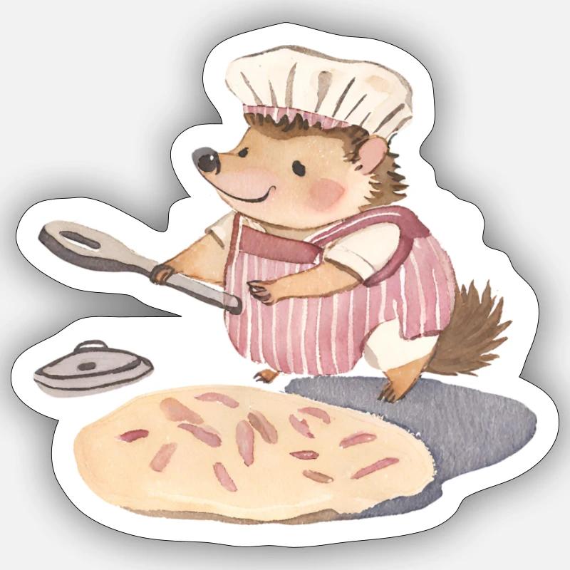 Joyeux Hedgehog Baker : Délices sincères Sticker taille S (10 x 10 cm)