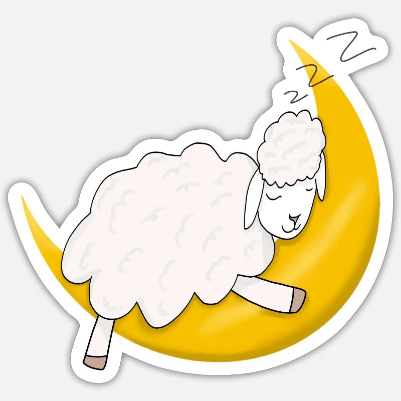 Sheep sleeping on moon - Sticker size S (10 x 10 cm) - white matte