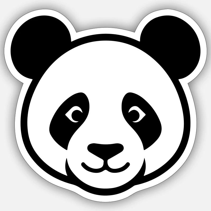 Panda Kopf - Sticker Größe S (10 x 10 cm) - Mattweiß