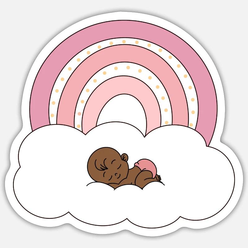 Bébé arc-en-ciel - Sticker taille S (10 x 10 cm) - blanc mat