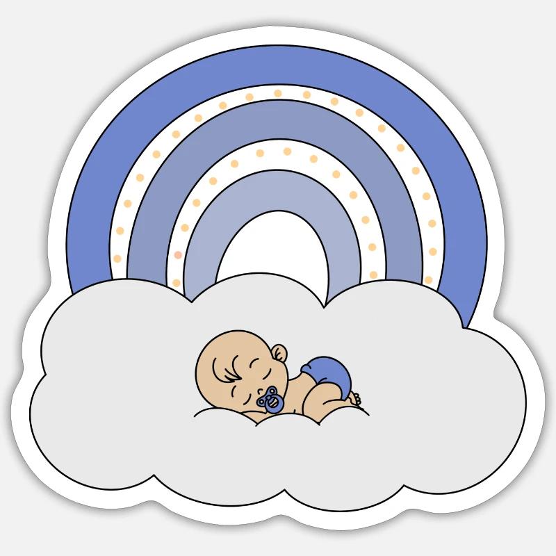 Bébé arc-en-ciel - Sticker taille S (10 x 10 cm) - blanc mat