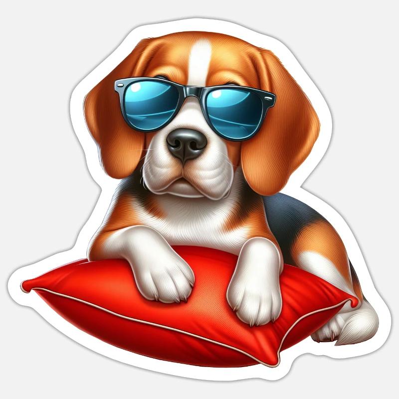 Beagle Das Model mit Sonnenbrille Sticker Größe S (10 x 10 cm)