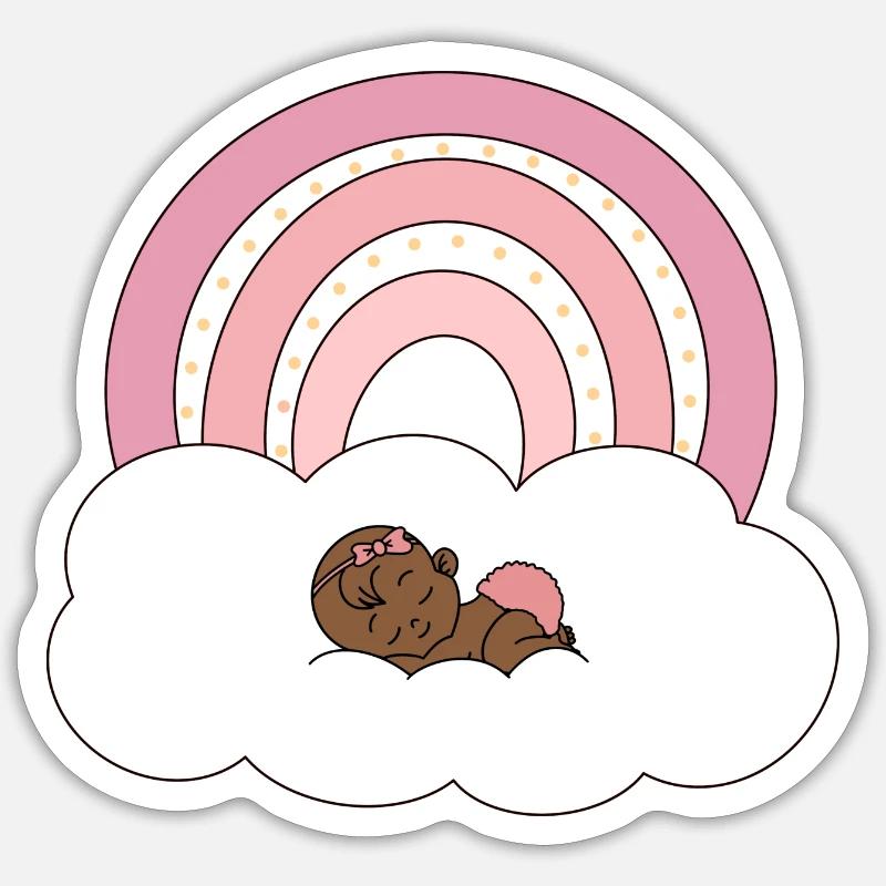 Bébé arc-en-ciel - Sticker taille S (10 x 10 cm) - blanc mat