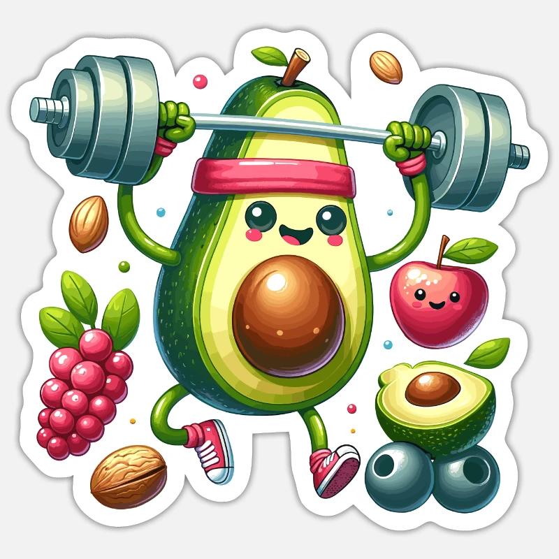 Avocado Workout Fun Sticker size S (10 x 10 cm)