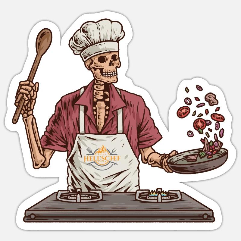 Chef squelette Sticker taille S (10 x 10 cm)
