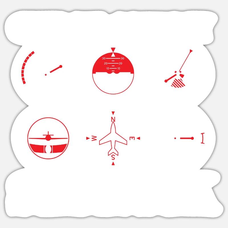 Funny Pilot Six Pack Aviation Flight Simulation Sticker size S (10 x 10 cm)