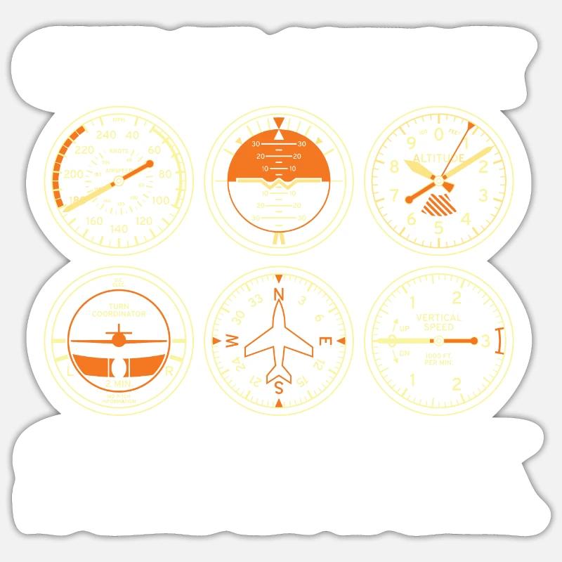 Funny Pilot Six Pack Aviation Flight Simulation Sticker size S (10 x 10 cm)