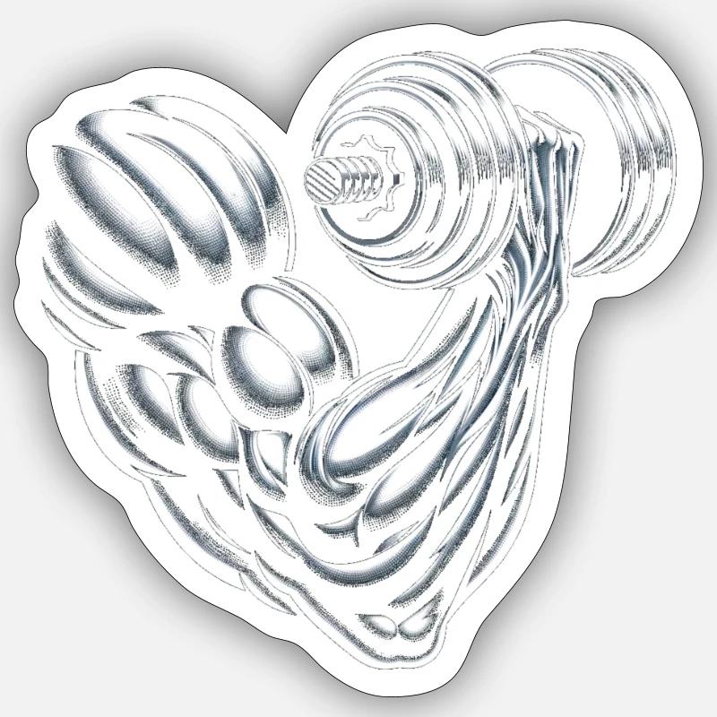 Muskelkraft - Sticker Größe S (10 x 10 cm) - Mattweiß