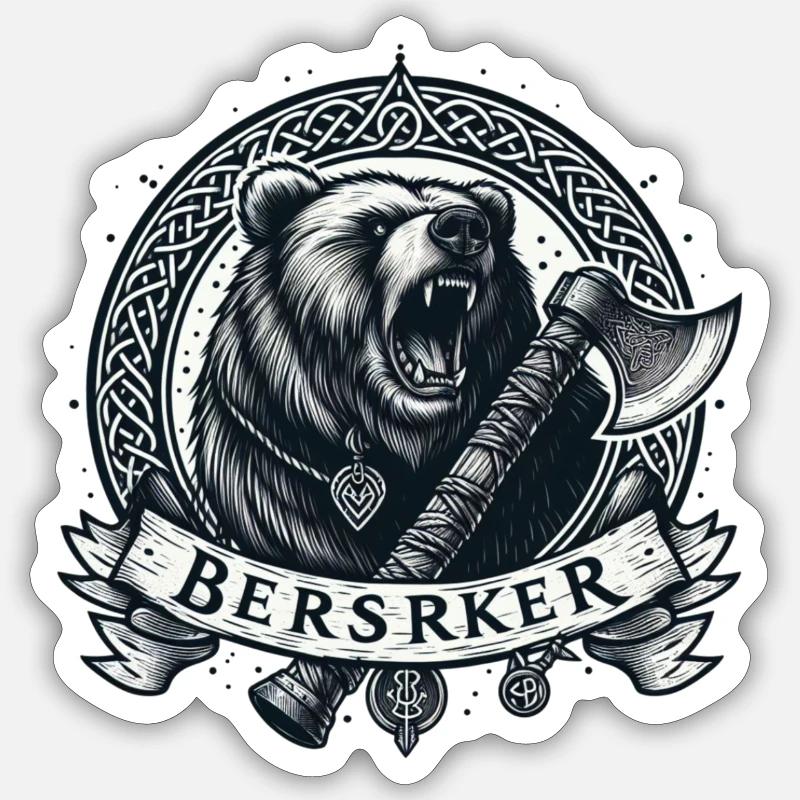 Berserker - Sticker Größe S (10 x 10 cm) - Mattweiß