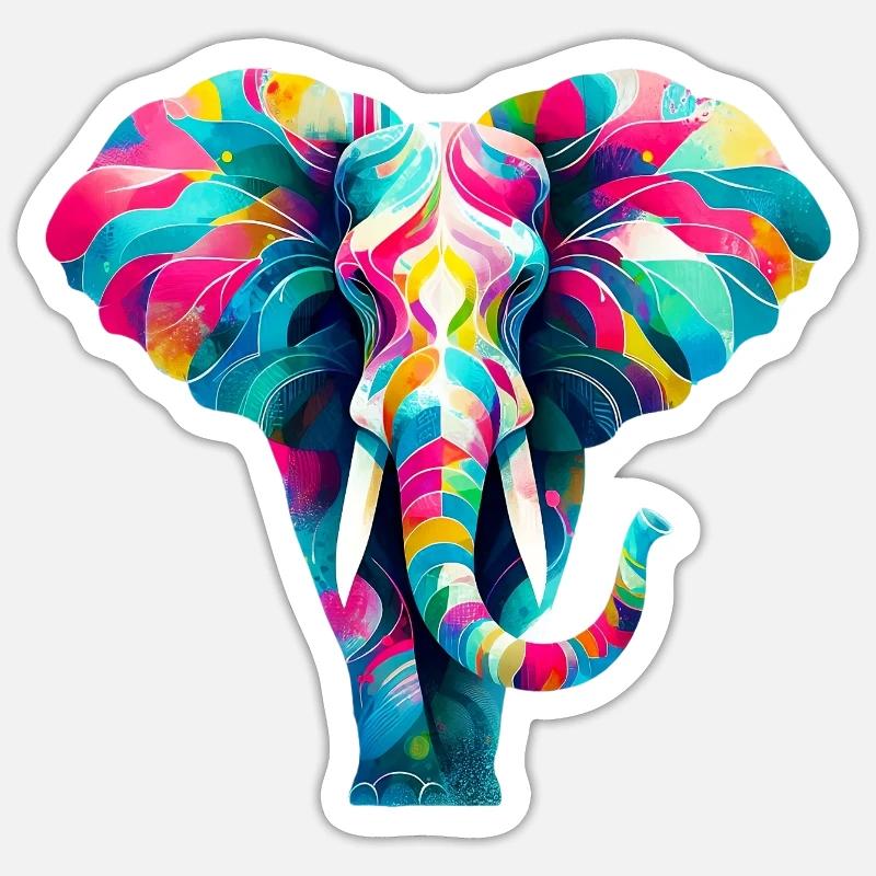 Éléphant - Sticker taille S (10 x 10 cm) - blanc mat