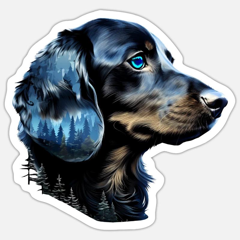Dackel - Sticker Größe S (10 x 10 cm) - Mattweiß