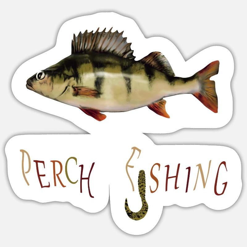 Perch Angler - Sticker size S (10 x 10 cm) - white matte