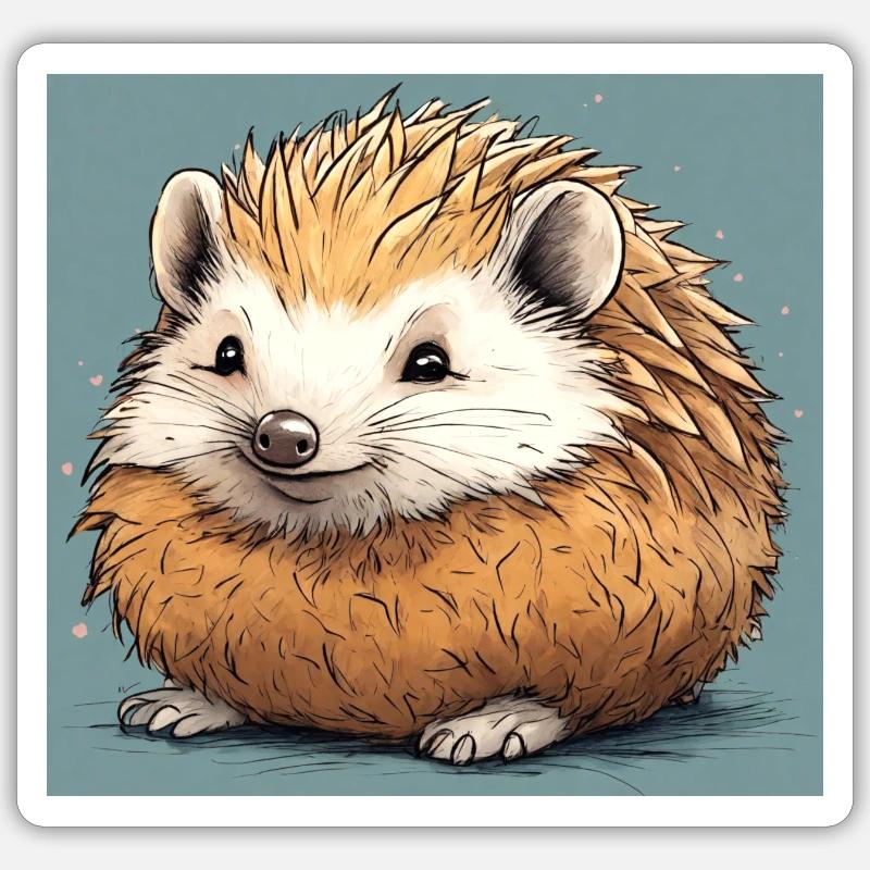 Hérisson Mignon - Sticker taille S (10 x 10 cm) - blanc mat