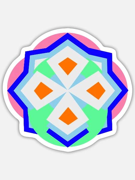 graphic art mosaik mandala bunt - Sticker Größe S (10 x 10 cm) - Mattweiß